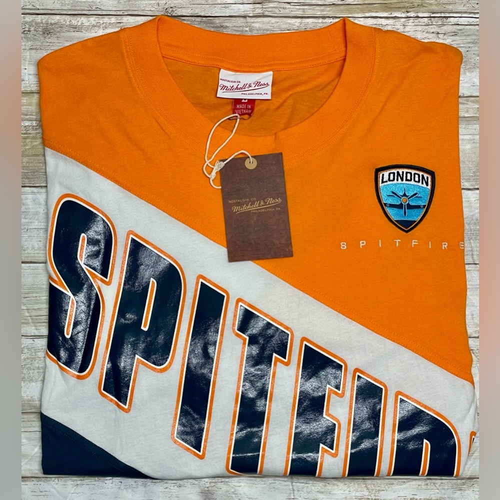 Mitchell & Ness Mens London Spitfire Overwatch League Play By Play Shirt Lg NWT